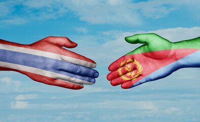 Eritrea and Thailand country handshaking with flags, consensus concept international co-operation illustration