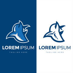 Elegant shark logo design and silhouette