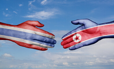 North Korea and Thailand country handshaking with flags, consensus concept international co-operation illustration