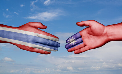 Taiwan and Thailand country handshaking with flags, consensus concept international co-operation illustration