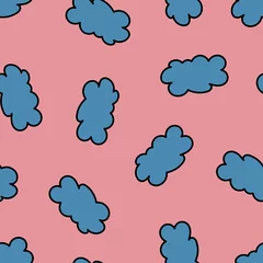 Gardinen Wolken Nahtlos Seamless Clouds on Pink Background. Floating Clouds. Seamless Pattern with Blue Cloud.  © Irinka Dimkovna