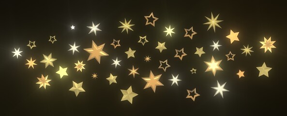 Radiant Euphoria: Lose Yourself in a 3D Gold Stars Rainfall