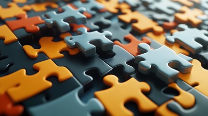 jigsaw puzzle. 3d busines illustration concept. 