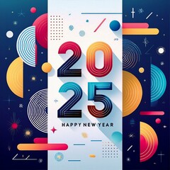 Obraz premium 2025 number white font dark blue background