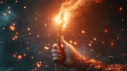 A Hand Holding a Fiery Torch