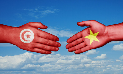 Vietnam and Tunisia country handshaking with flags, consensus concept international co-operation illustration