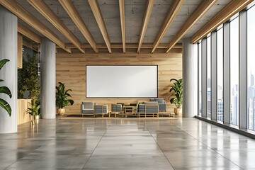 Fototapeta premium Interior of modern cafe with wooden walls