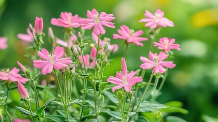 Obraz premium Beautiful Pink Flowers Blooming in Spring Garden