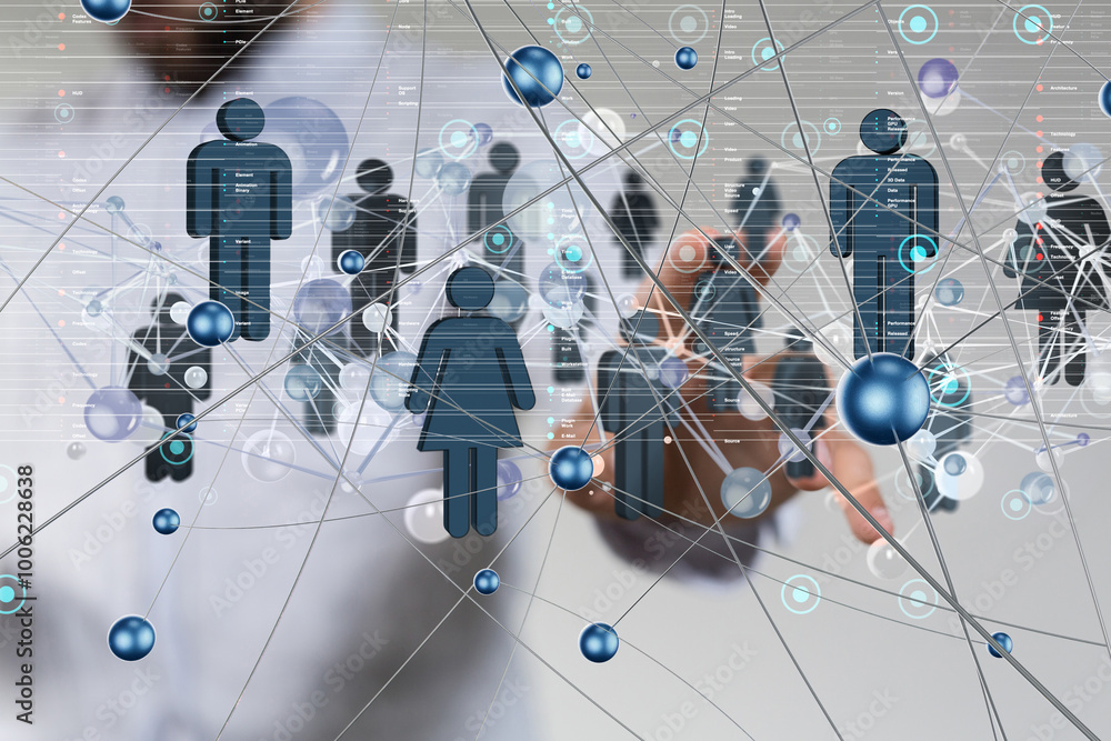 Fototapete global network. blockchain. 3d illustration. neural networks and artificial intelligence. abstract