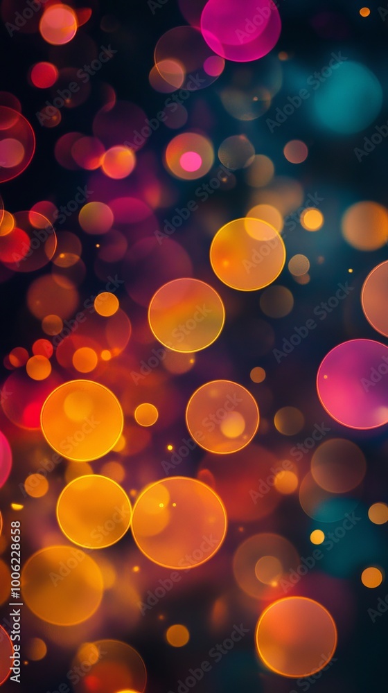 Poster abstract colorful bokeh background with glowing round lights