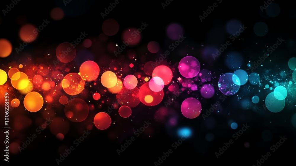 Poster colorful bokeh lights creating festive background image