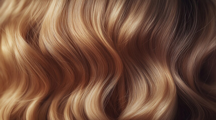 Curly blond hair closeup, no face. Back view of beautiful blond woman with long wavy hair.
