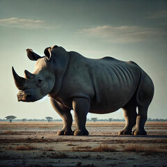 Fototapeta premium 佇むサイ[GenerativeAI]