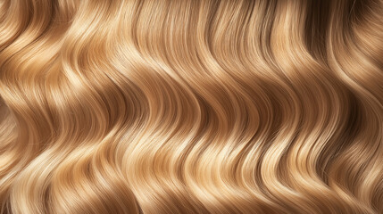 Curly blond hair closeup, no face. Back view of beautiful blond woman with long wavy hair.