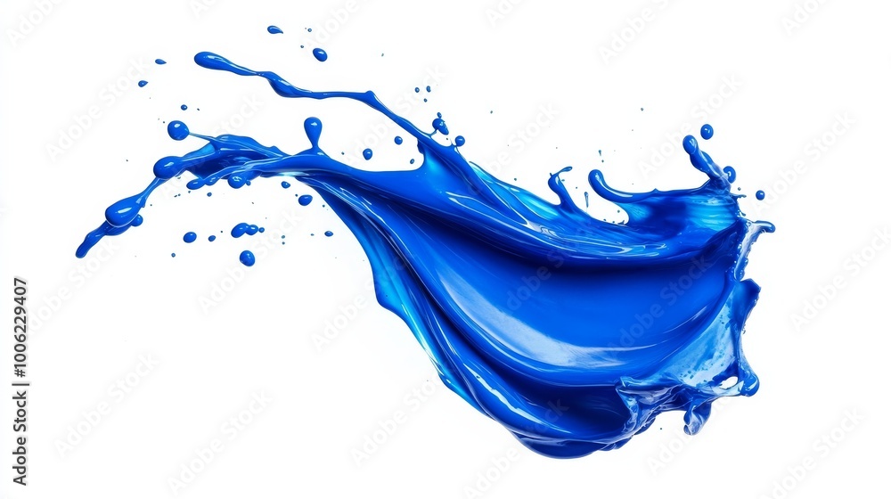 Poster blue paint splashing and forming a dynamic shape