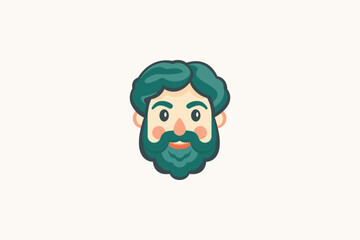 Logo design of a bearded happy man. 