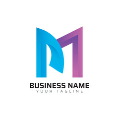  M abstract modern minimalist premium typography 3d colorful letter logo design template
