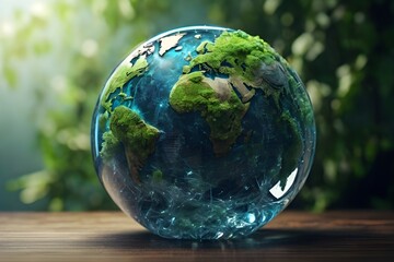 World environment and earth day concept with glass globe Generative AI