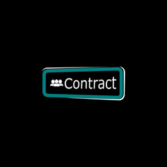 Finance concept icon. Business People icon and text .Contract on Black chalkboard background.