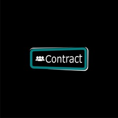 Finance concept icon. Business People icon and text .Contract on Black chalkboard background.