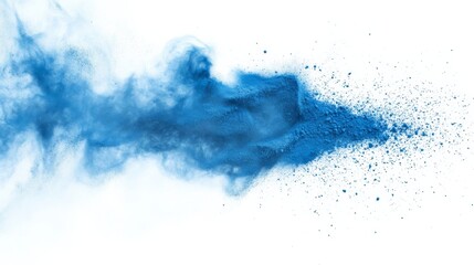 Obraz premium Blue powder exploding creating a colorful cloud on white background