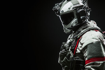 Fototapeta premium a resolute warrior in full tactical armor