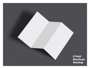 Blank White Z-Fold Brochure Mockup Template Design in Dark Background.