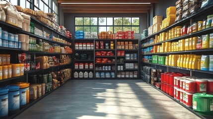 Aisle of Products in a Well-Lit Store