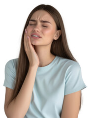Fototapeta premium PNG A woman is experiencing tooth pain discomfort expression healthcare.