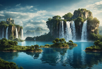 Surreal Landscape With Floating Islands