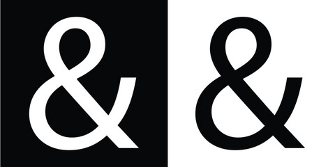 And symbol icon. And glyph icons, vector isolated on black and white background. Web application and interface button. Social media communication logo sign. Vector illustration.