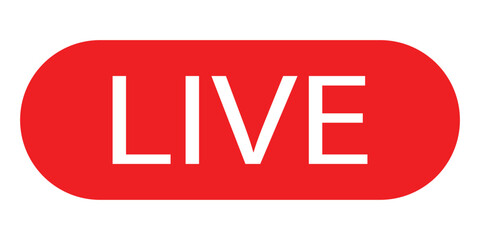 Live stream icon. Social media template. Red live button icon logo design isolated on white background. Social network sign. Vector illustration. EPS 10