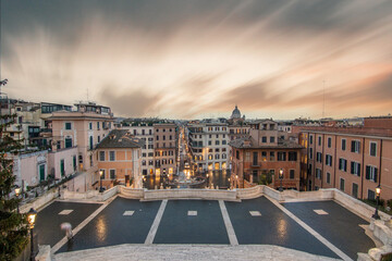 View over a beautiful historic Roman city. At one of the sights, with old buildings in an urban...
