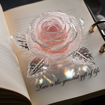 rose crystal glass decoration luxury on book ramance