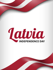 Latvia Independence Day, vector design for greeting card, poster or banner. Text Latvia Independence Day and Latvian flags on white background.