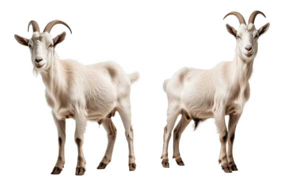 two goats isolated on transparent background