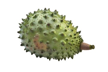 Green and spiky with brown spots on the skin, isolated against