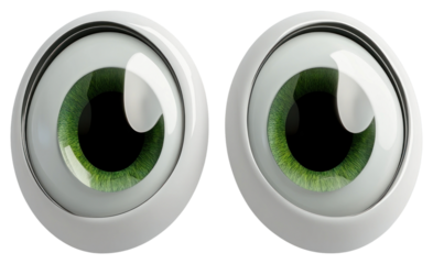 PNG White cartoon green eyes background illustration electronics.