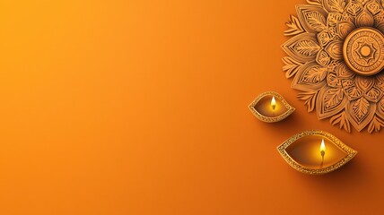 Decorative lamps on a vibrant orange background for festive celebrations.