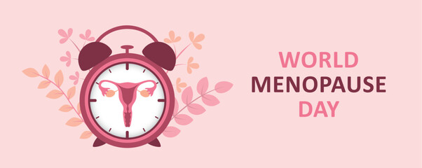 world menopause day female reproductive system in the ringing alarm clock vector illustration