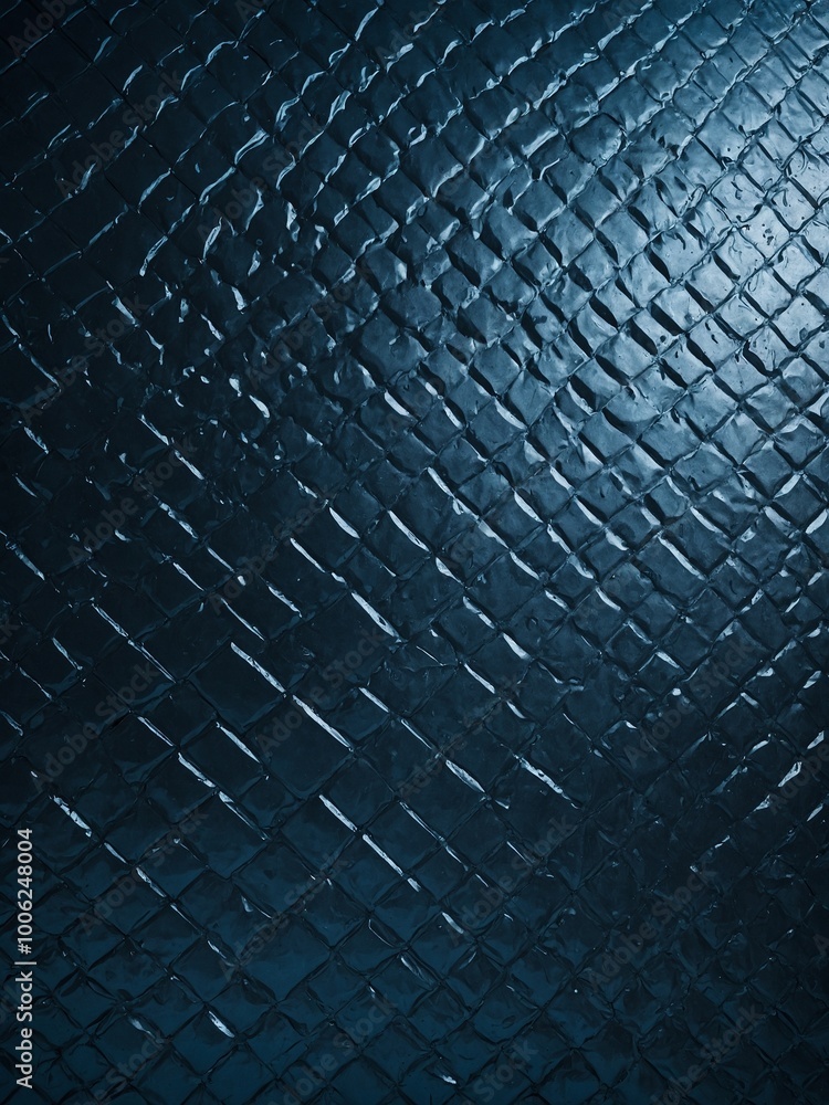 Poster dark blue reptile skin texture with pattern of overlapping scales