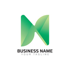 N abstract modern minimalist premium typography 3d colorful letter logo design template
