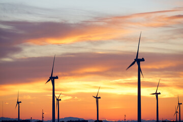 Obraz premium Wind turbine generators for clean electricity production