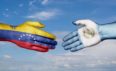Guatemala and Venezuela country handshaking with flags, consensus concept international co-operation illustration