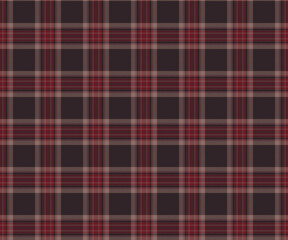 Plaid fabric pattern, brown, red, cream, modern distinctive, seamless for textiles, and for designing clothes, skirts or decorative fabrics. Vector illustration.