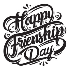 Happy Friendship Day typography black vector design on a white background 