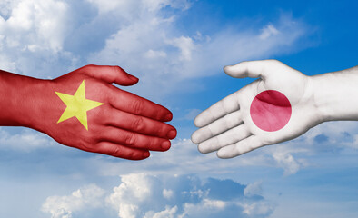 Japan and Vietnam country handshaking with flags, consensus concept international co-operation illustration