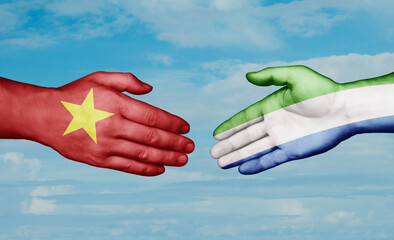 Sierra Leone or Salone and Vietnam country handshaking with flags, consensus concept international co-operation illustration