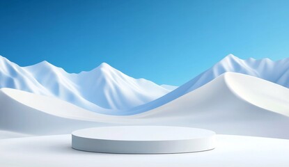 Minimalist Stage Design with Clear Circle on White Platform