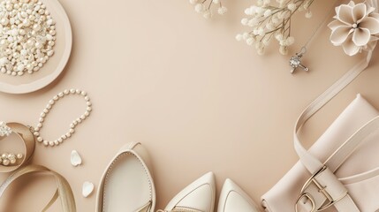 Beige and White Fashion Flatlay